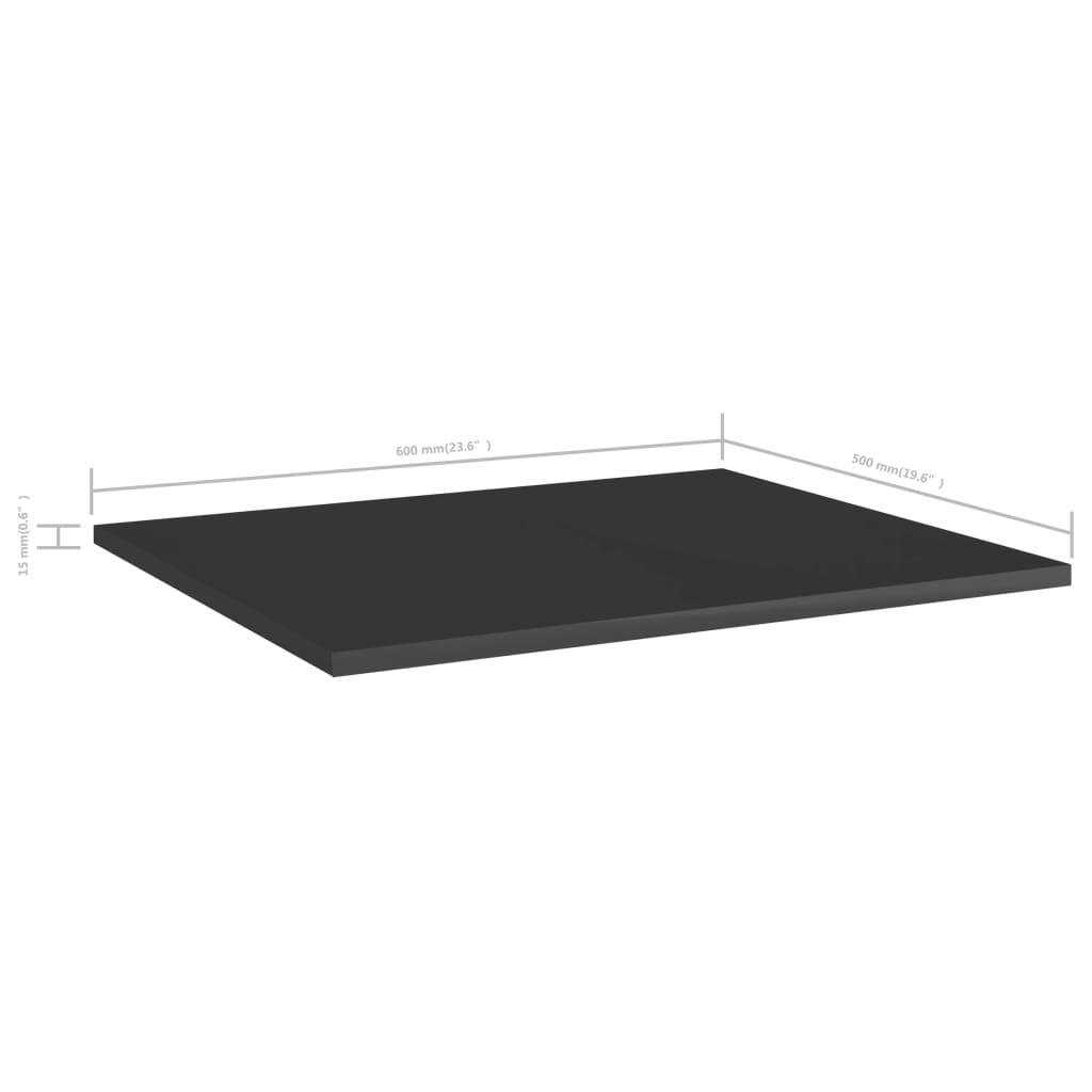 Police za knjige 8 kom visoki sjaj crne 60 x 50 x 1,5 cm drvene