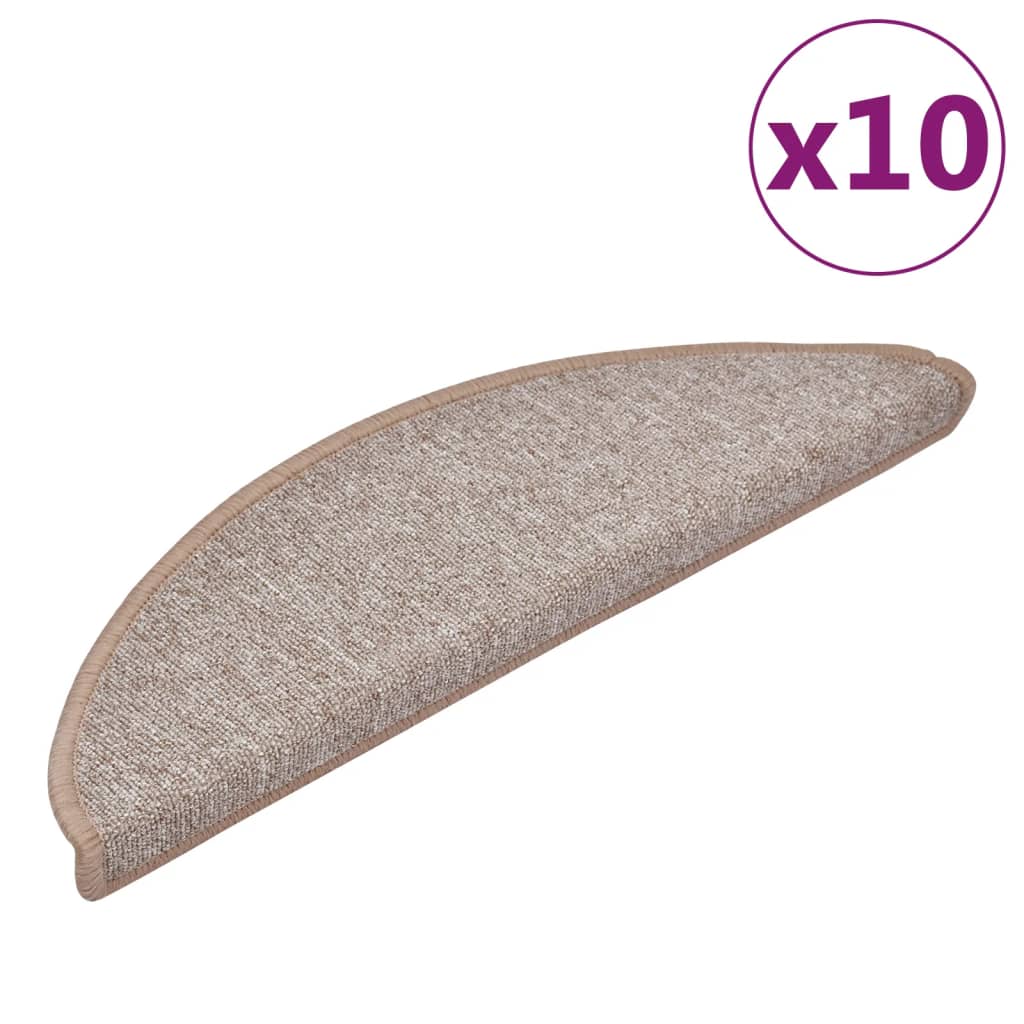 Prostirke za stepenice 10 kom 56x17x3 cm svijetlosmeđe poluokrugle