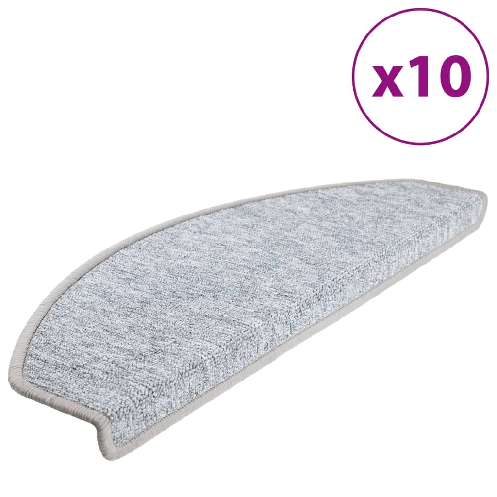 Prostirke za stepenice 10 kom 65x24x4 cm svijetlo sive poluokrugle velike