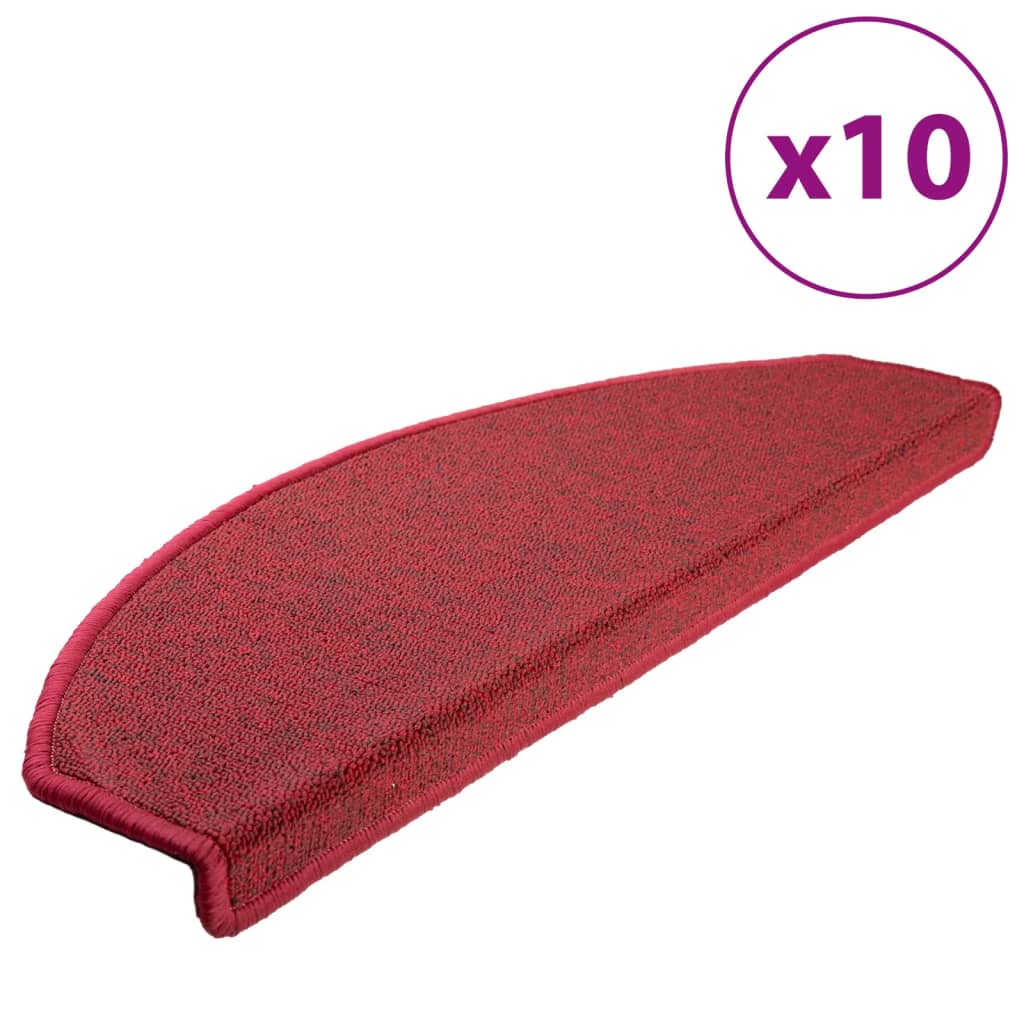 Prostirke za stepenice 10 kom 65x24x4 cm crvene poluokrugle velike