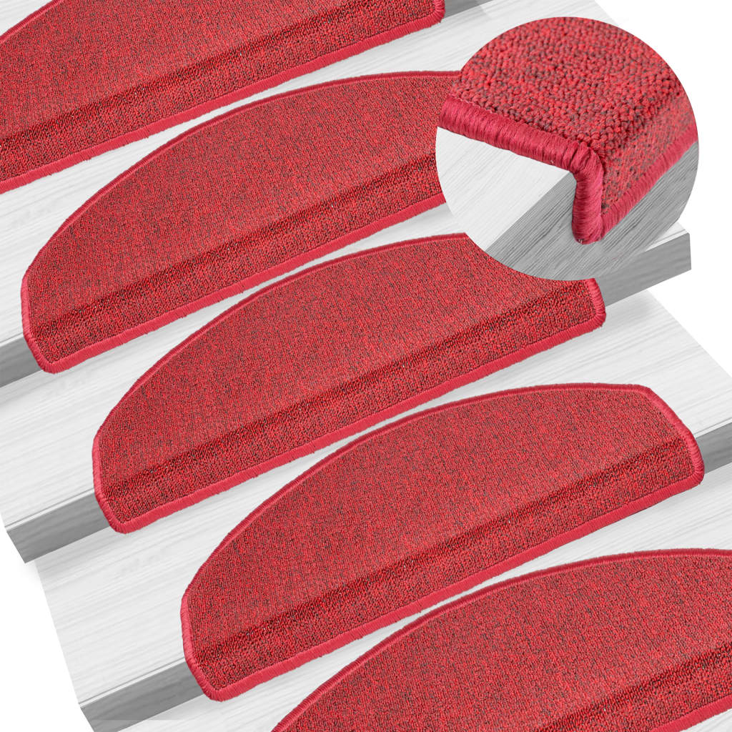 Prostirke za stepenice 10 kom 65x24x4 cm crvene poluokrugle velike