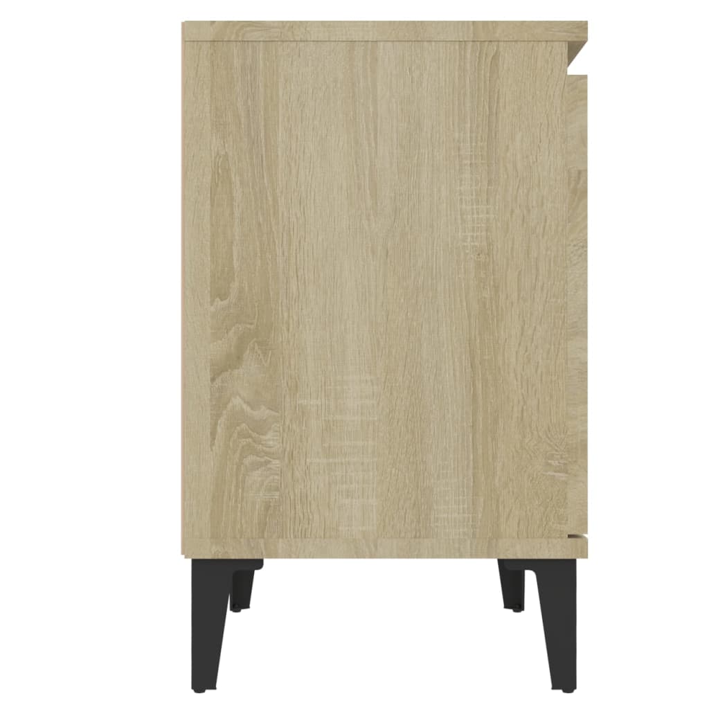 Noćni ormarići s metalnim nogama boja hrasta 40 x 30 x 50 cm