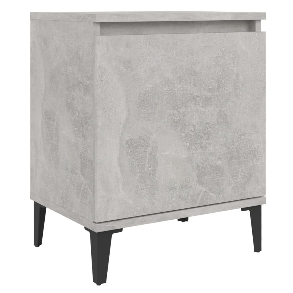 Noćni ormarići s metalnim nogama boja betona 40 x 30 x 50 cm