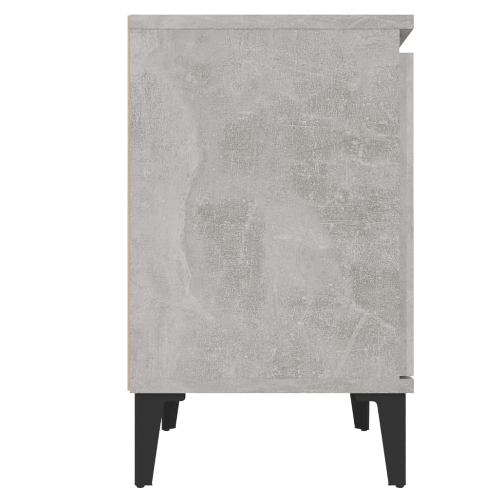 Noćni ormarići s metalnim nogama boja betona 40 x 30 x 50 cm