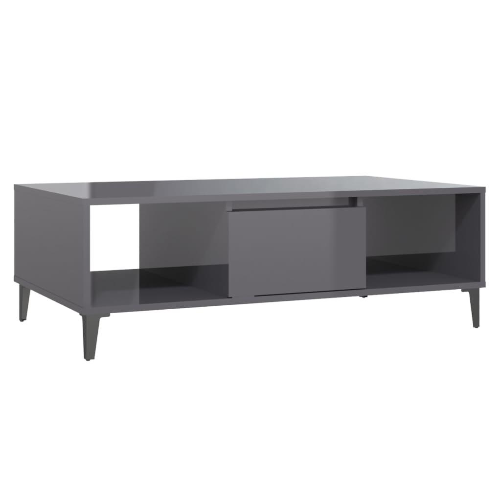 Stolić za kavu sjajni sivi 103,5 x 60 x 35 cm konstruirano drvo