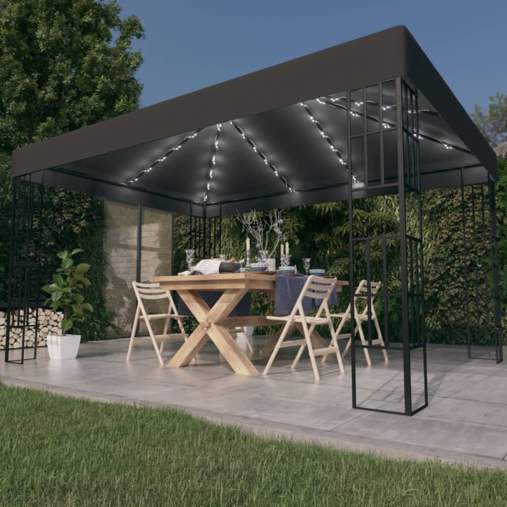 Sjenica s LED svjetlosnim trakama 3 x 4 m antracit