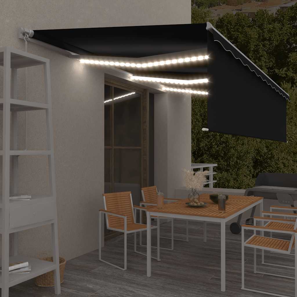Tenda na ručno uvlačenje s roletom LED 6 x 3 m antracit