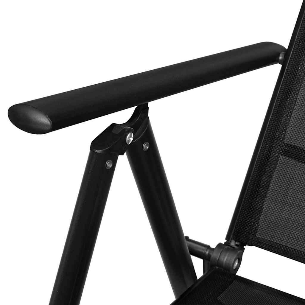 5-dijelni vrtni blagovaonski set od aluminija i tekstilena crni