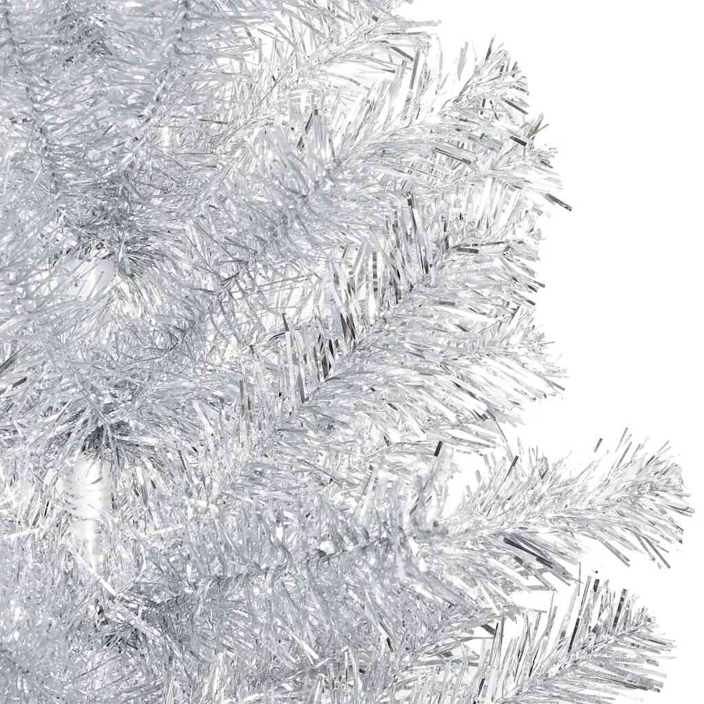 Umjetno osvijetljeno božićno drvce i kuglice srebrno 120 cm PET