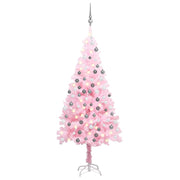 Umjetno osvijetljeno božićno drvce s kuglicama rozo 120 cm PVC