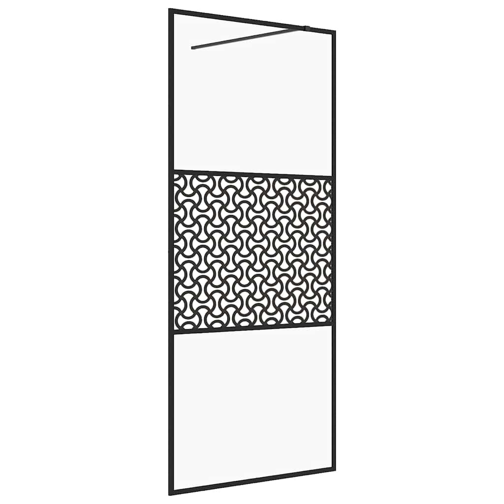 Pregrada za tuširanje s prozirnim staklom ESG 90 x 195 cm crna