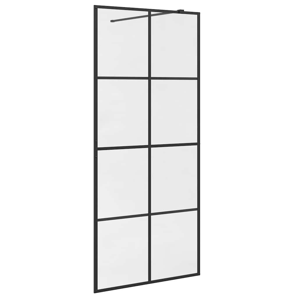 Pregrada za tuširanje s prozirnim staklom ESG 90 x 195 cm crna