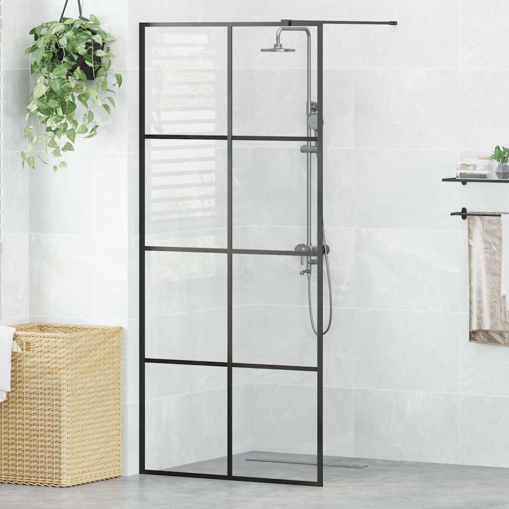 Pregrada za tuširanje s prozirnim staklom ESG 90 x 195 cm crna
