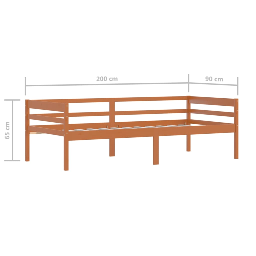 Okvir za krevet od masivne borovine smeđa boja meda 90 x 200 cm