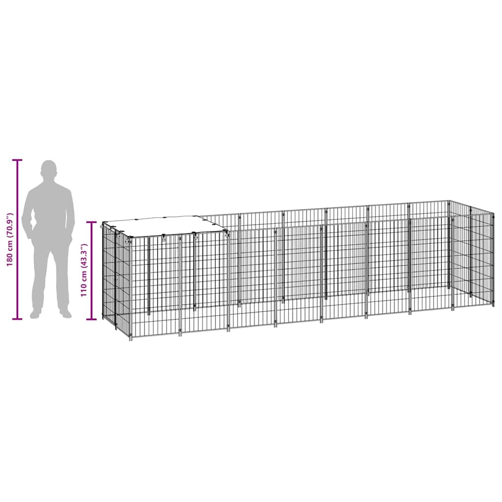 Kavez za pse crni 4,84 m² čelični