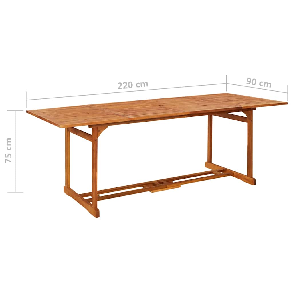 11-dijelni vrtni blagovaonski set 220x90x75 cm bagremovog drva