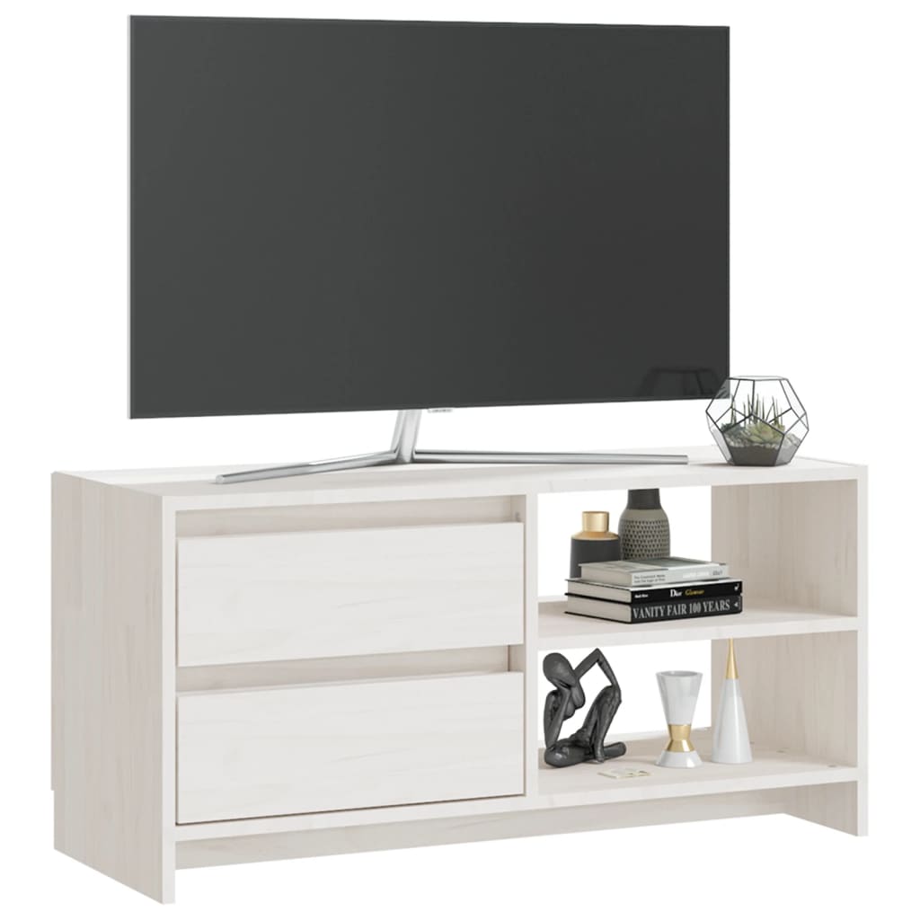 TV ormarić bijeli 80 x 31 x 39 cm od masivne borovine