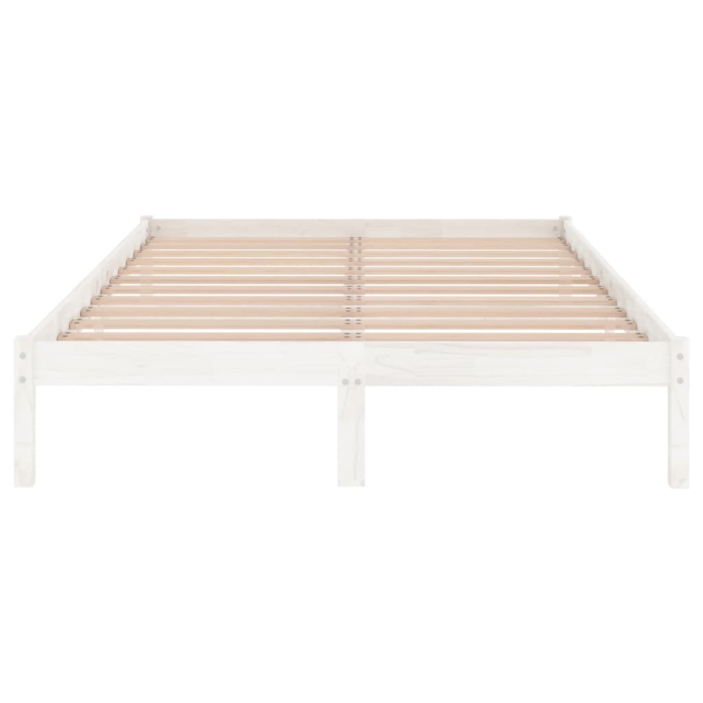 Okvir za krevet od masivne borovine bijeli 140 x 190 cm