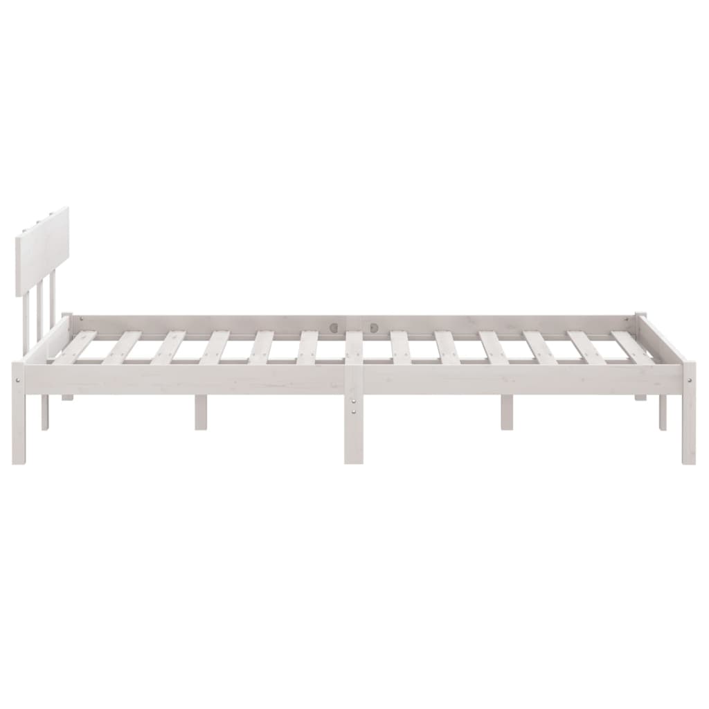 Okvir za krevet od masivne borovine bijeli 140 x 190 cm