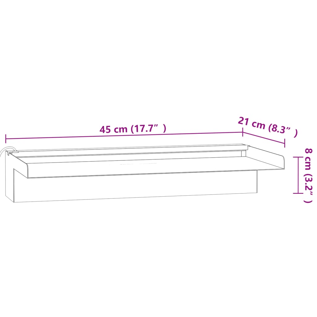 Prelijevajući vodopad RGB LED od nehrđajućeg čelika 45 cm