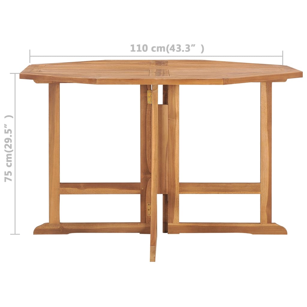 Sklopivi vrtni blagovaonski stol 110 x 110 x 75 cm od tikovine