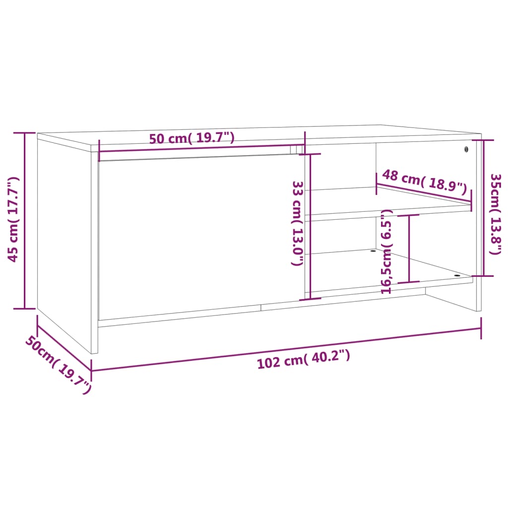 Stolić za kavu boja hrasta 102 x 50 x 45 cm konstruirano drvo