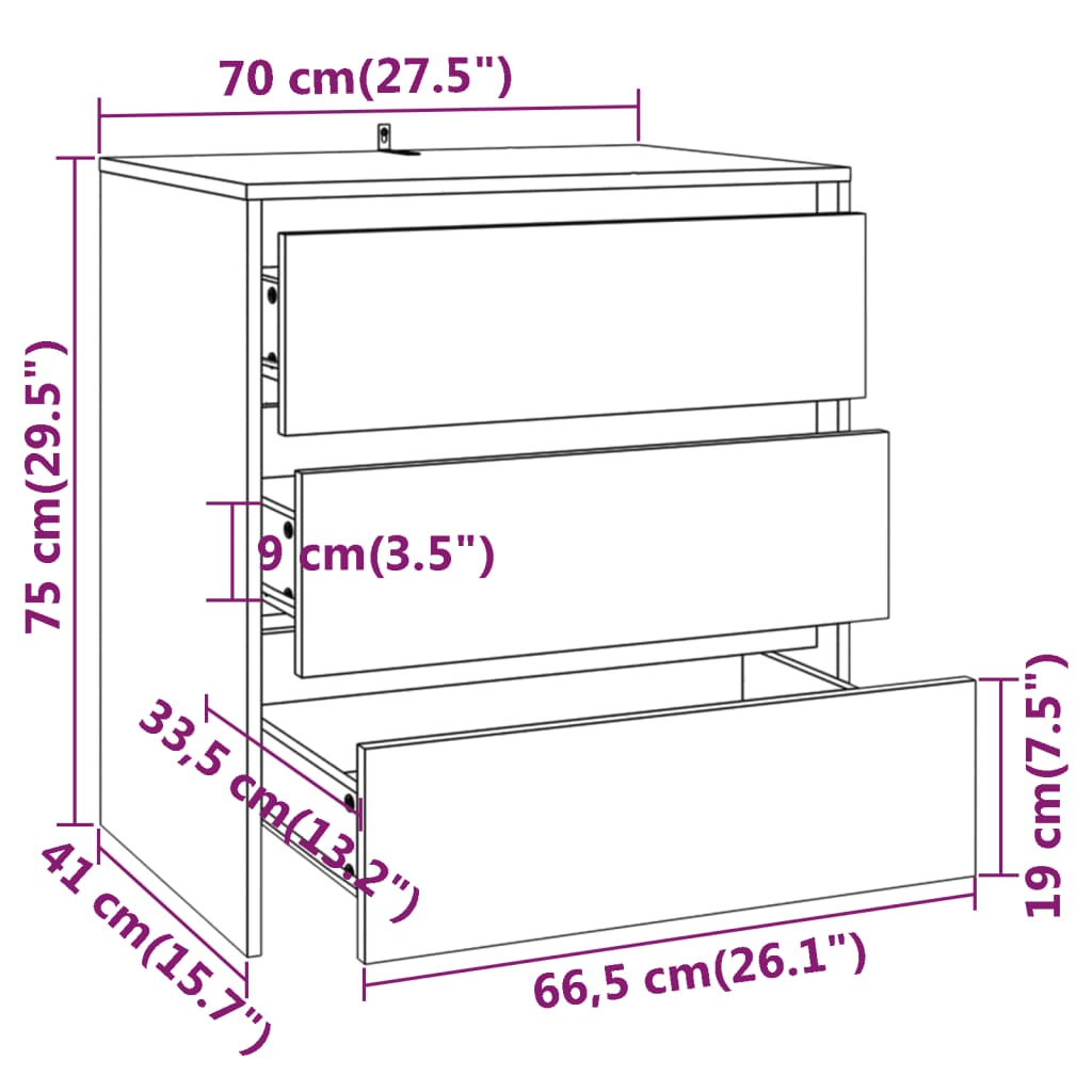 Komoda boja hrasta sonome 70x41x75 cm od konstruiranog drva