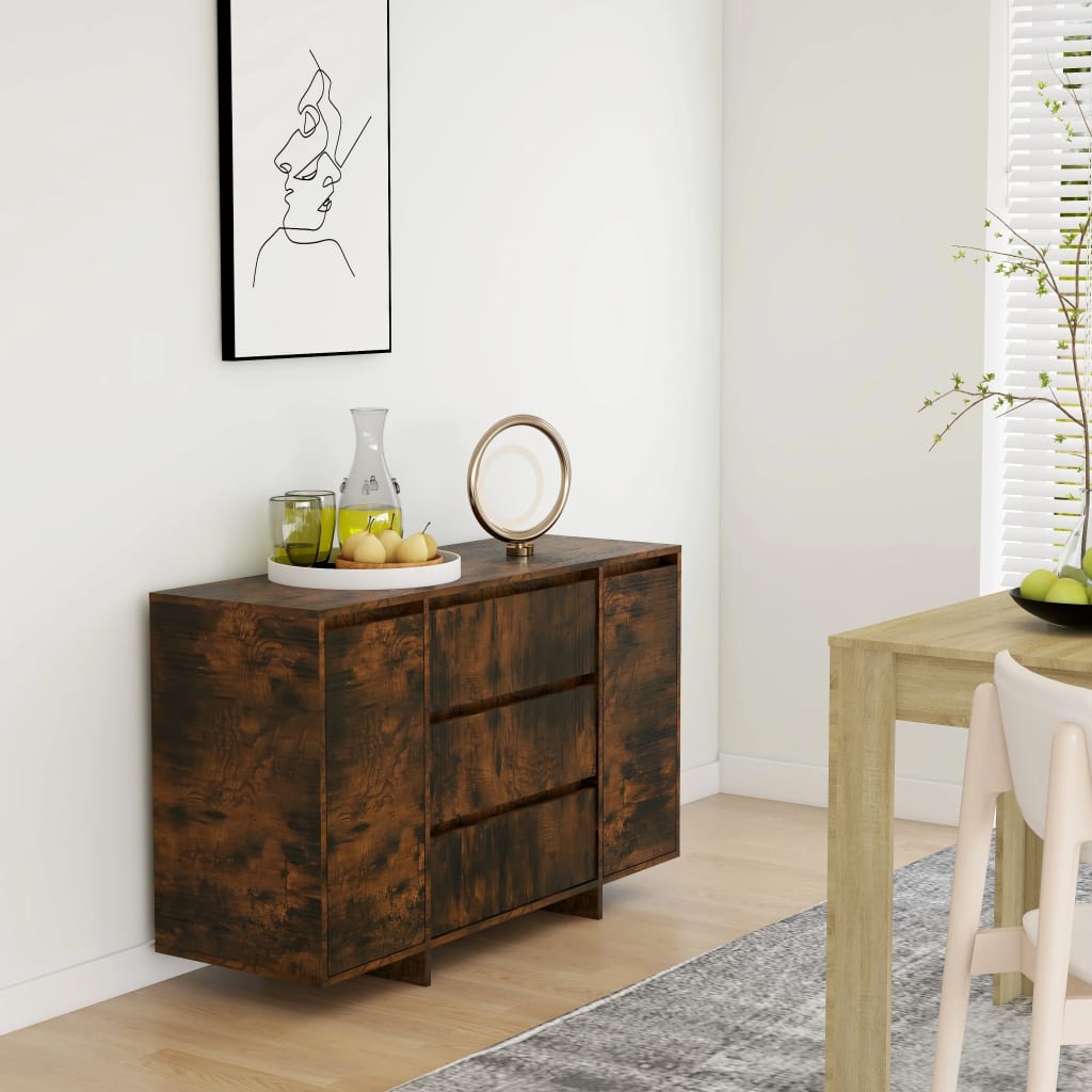 Komoda s 3 ladice boja dimljenog hrasta 120 x 41 x 75 cm drvena