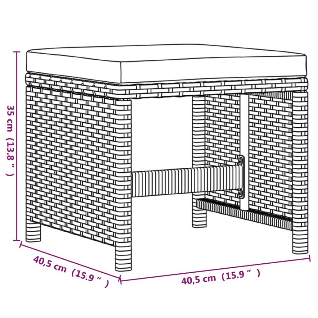 19-dijelni vrtni blagovaonski set s jastucima poliratan smeđi