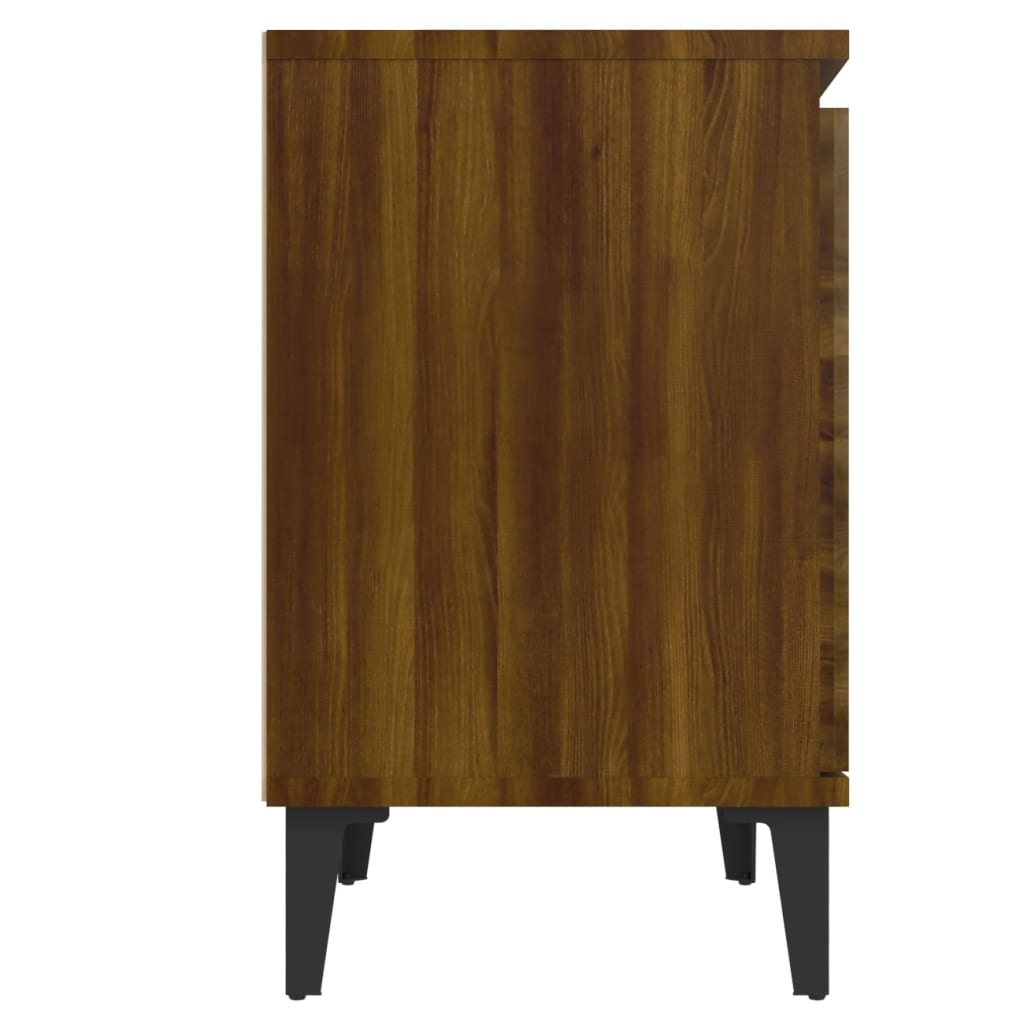 Noćni ormarić s metalnim nogama boja smeđeg hrasta 40x30x50 cm
