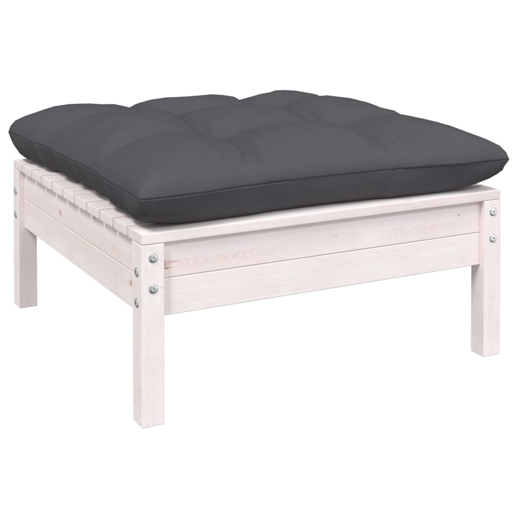 6-dijelna vrtna garnitura od borovine s jastucima bijela