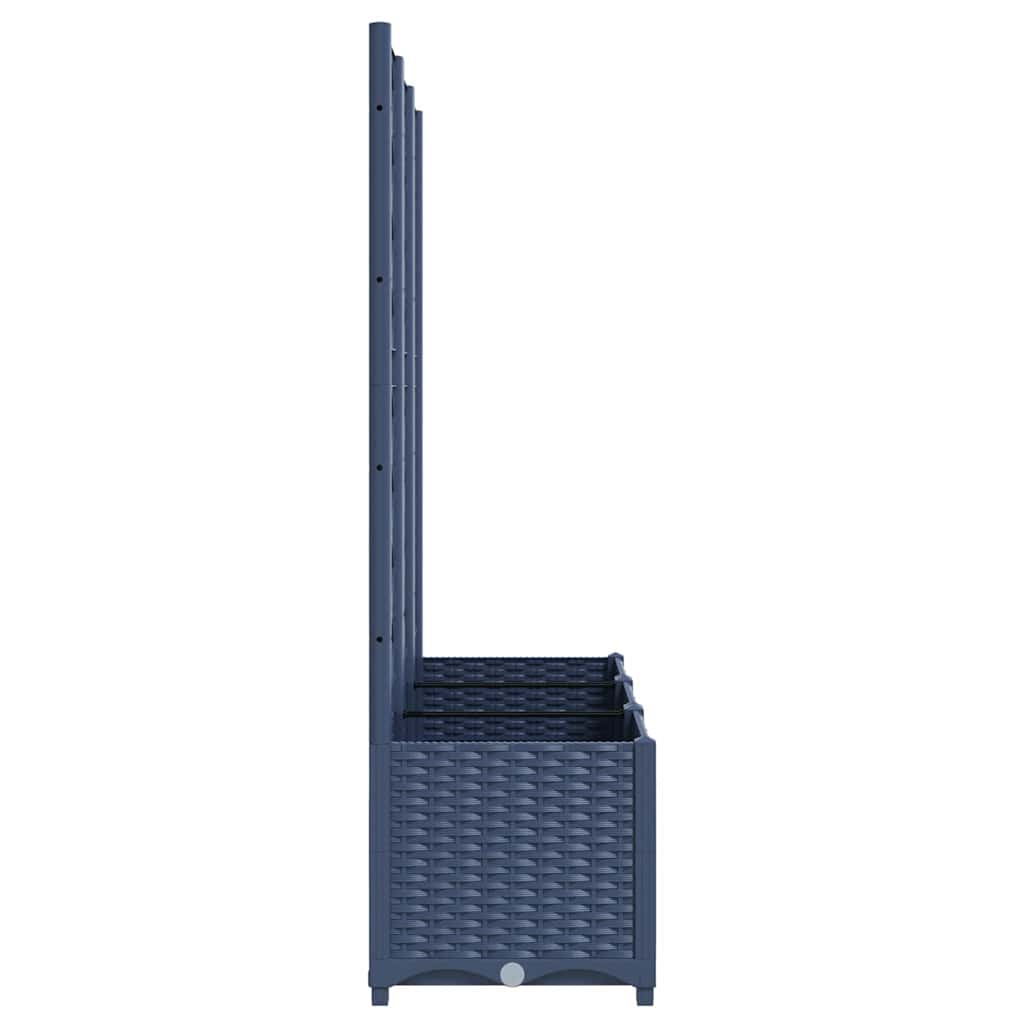 Vrtna sadilica s rešetkom plava siva 120 x 40 x 136 cm PP