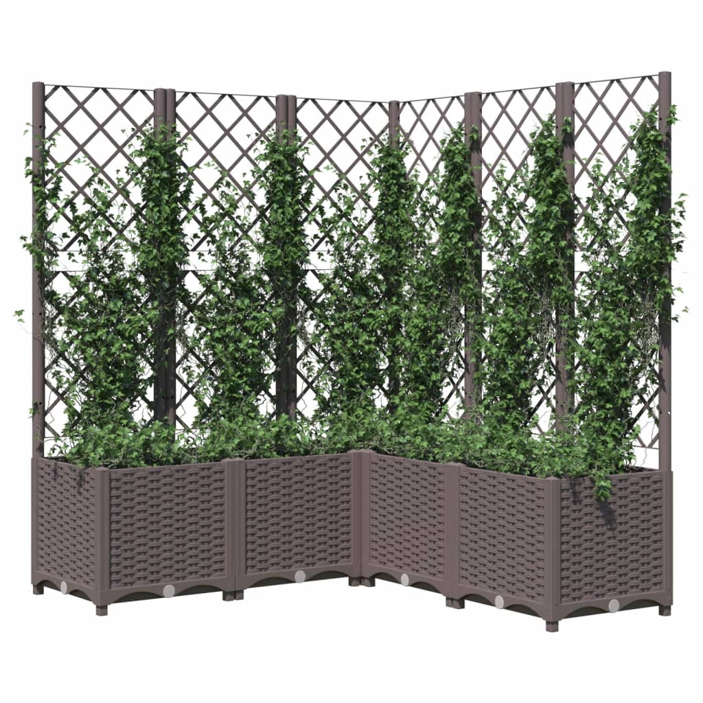 Vrtna sadilica s rešetkom smeđa 120 x 120 x 136 cm PP