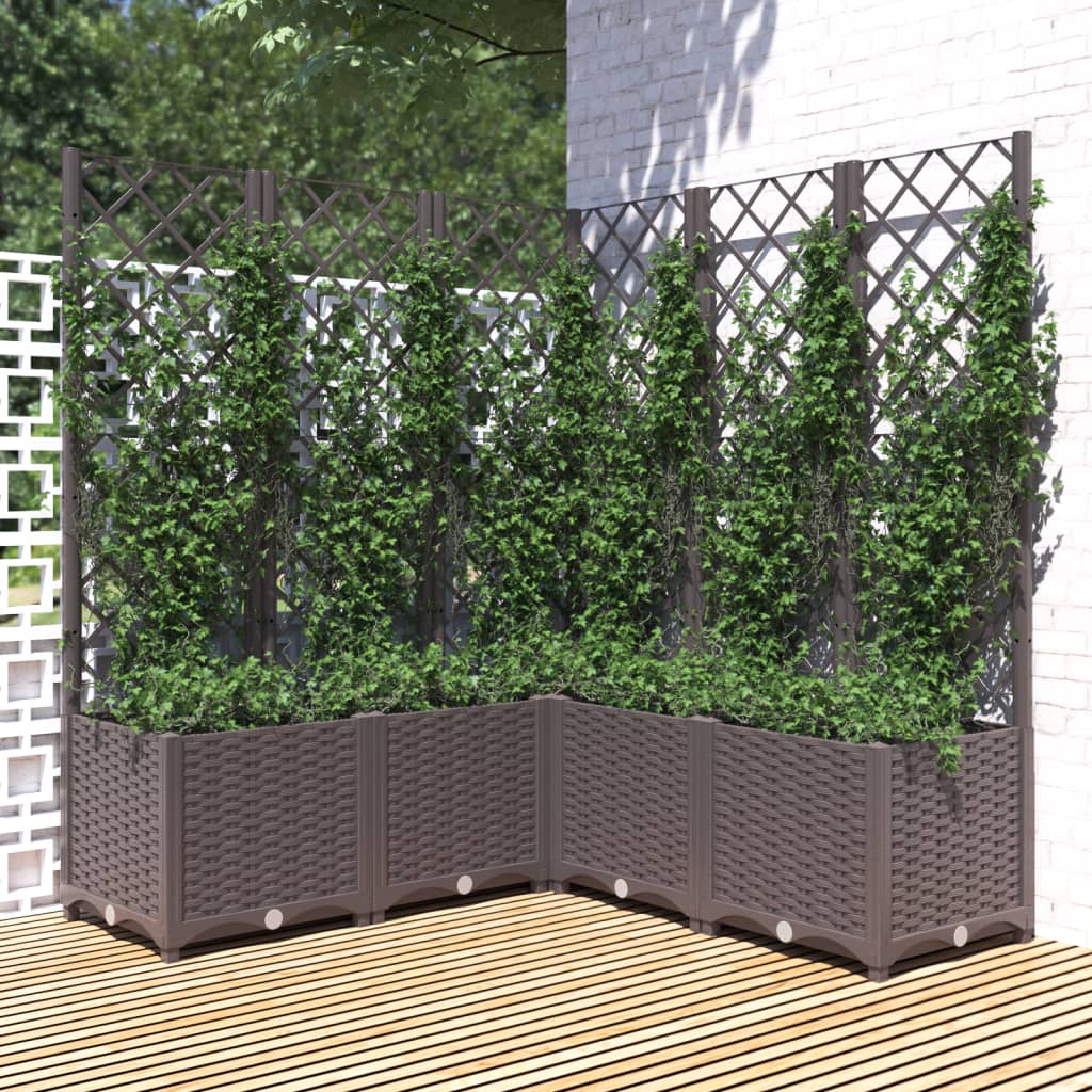 Vrtna sadilica s rešetkom smeđa 120 x 120 x 136 cm PP