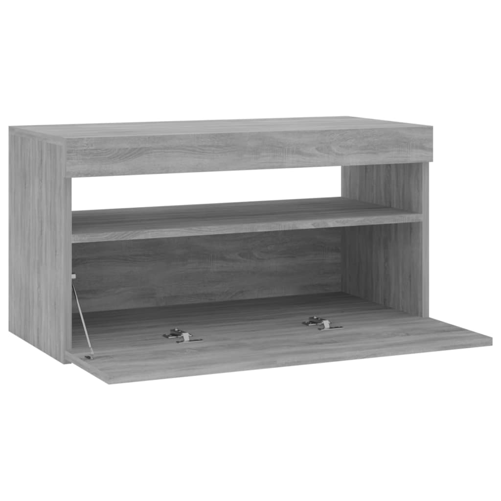 TV ormarić s LED svjetlima siva boja hrasta 75 x 35 x 40 cm