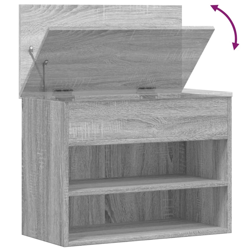 Klupa za cipele boja sivog hrasta 60x30x45 cm konstruirano drvo