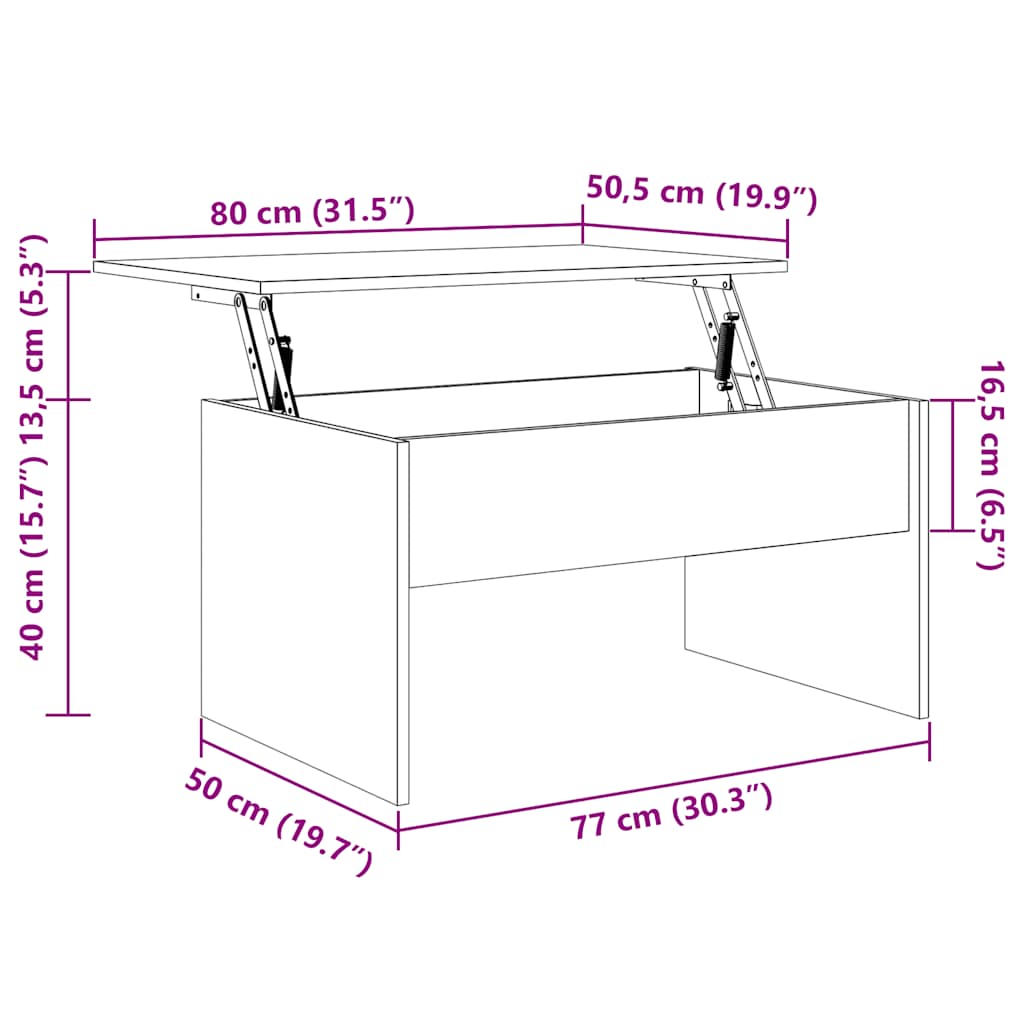 Stolić za kavu crni 80 x 50,5 x 41,5 cm od konstruiranog drva