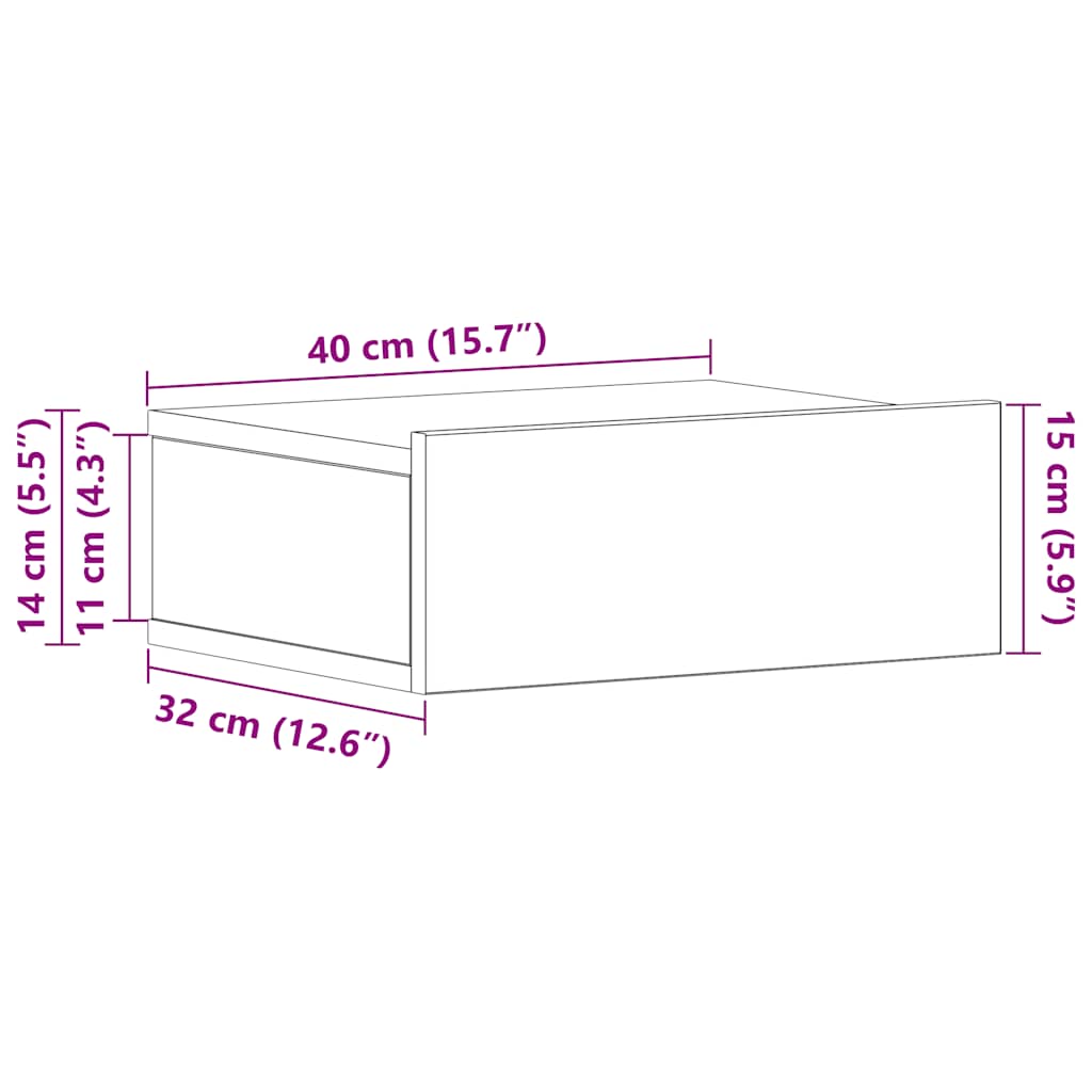 Viseći noćni ormarići 2 kom boja hrasta 40 x 30 x 15 cm drveni