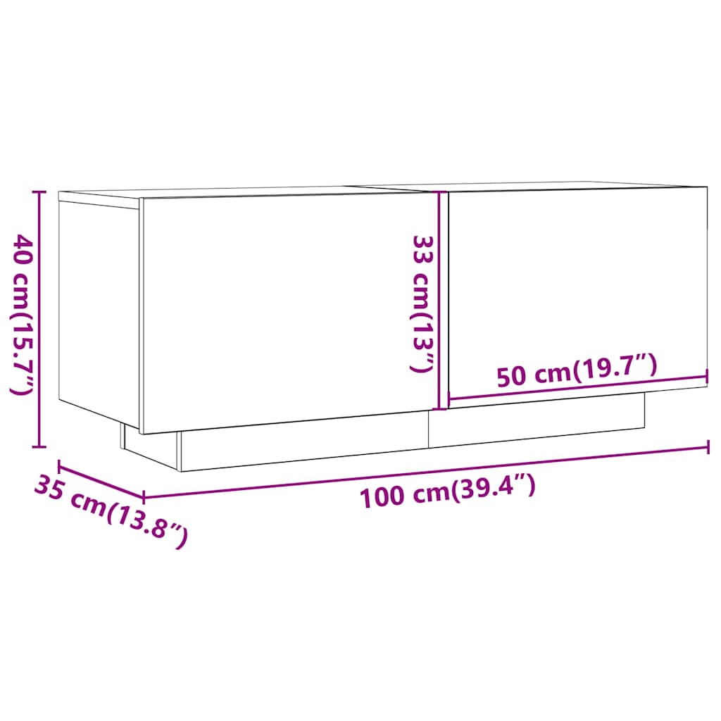 TV ormarić boja hrasta sonome 100x35x40 cm konstruirano drvo Siva