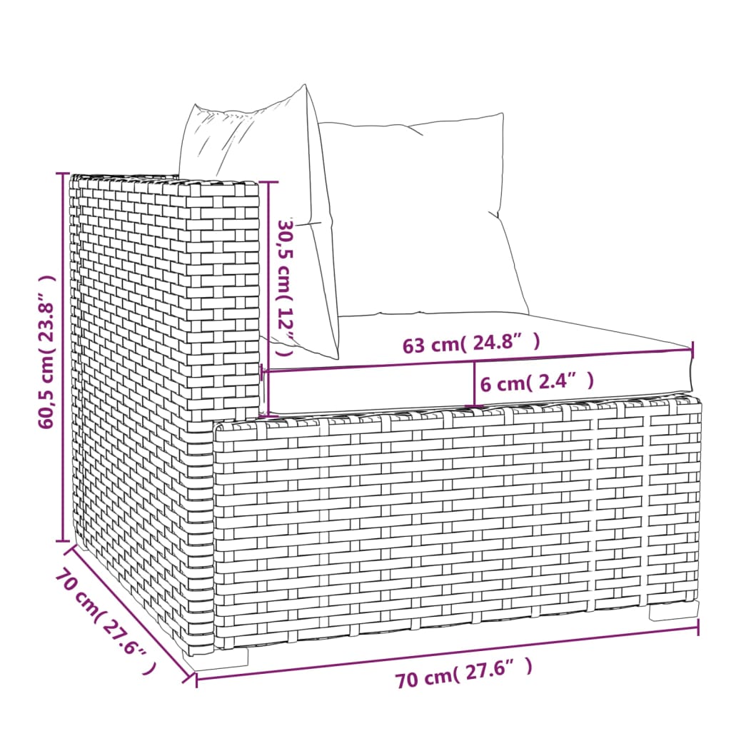 14-dijelna vrtna garnitura od poliratana s jastucima smeđa