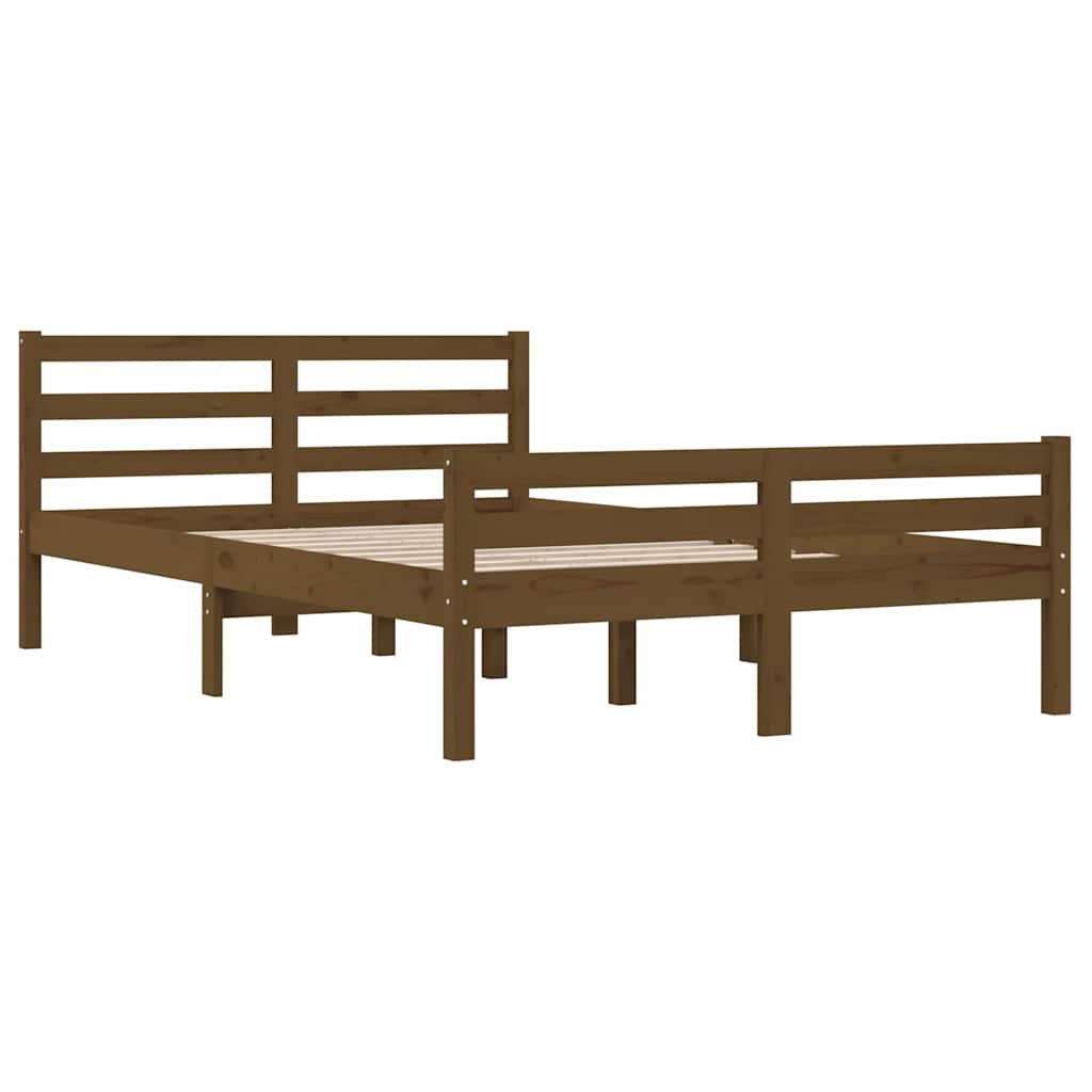 Okvir za krevet od masivnog drva smeđa boja meda 140 x 190 cm