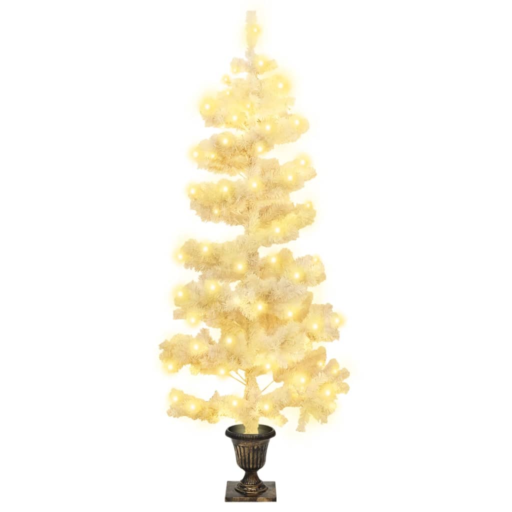 Spiralno osvijetljeno božićno drvce s posudom bijelo 120 cm PVC