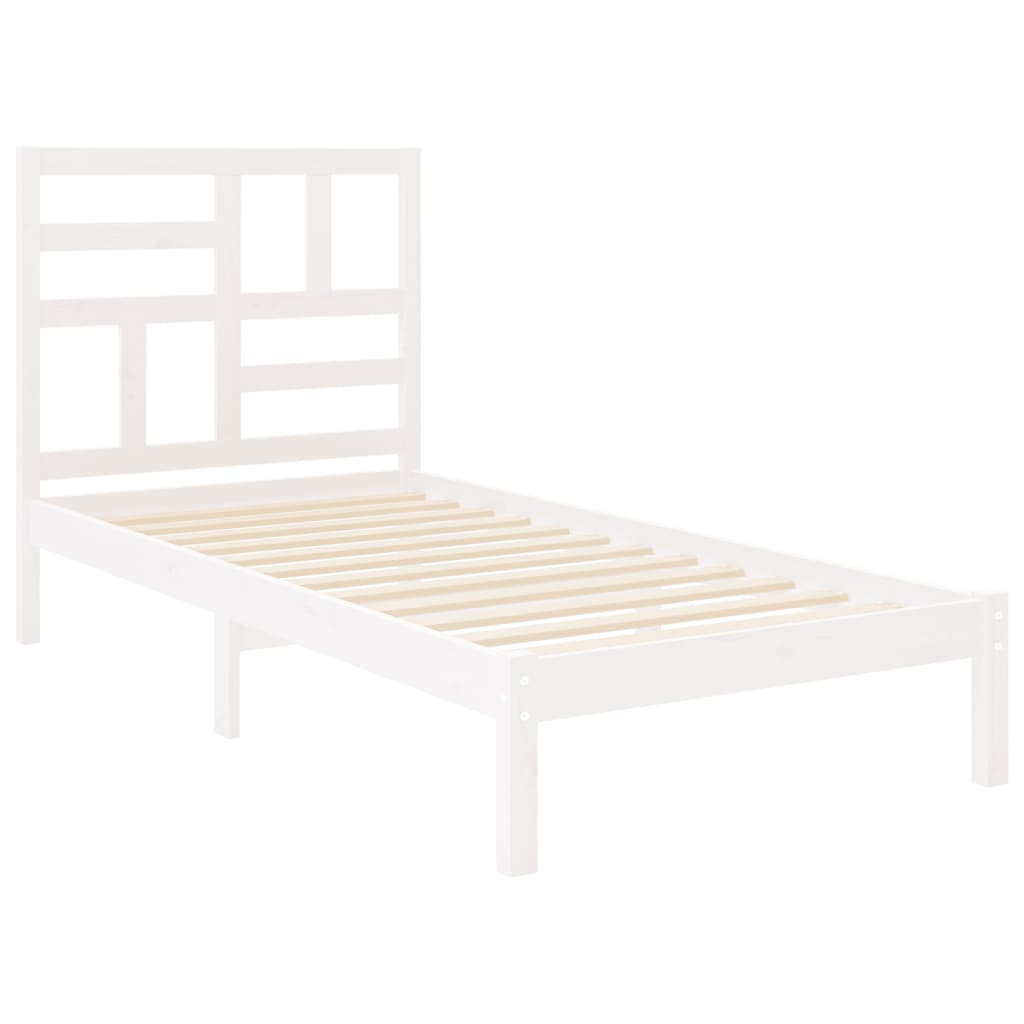Okvir za krevet bijeli od masivnog drva 90 x 190 cm mali