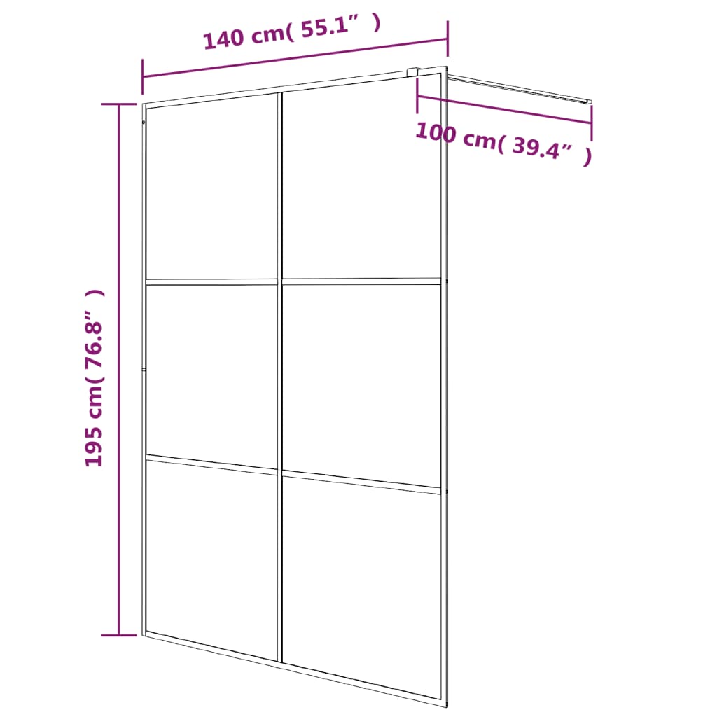 Pregrada za tuš srebrna 140 x 195 cm s prozirnim staklom ESG