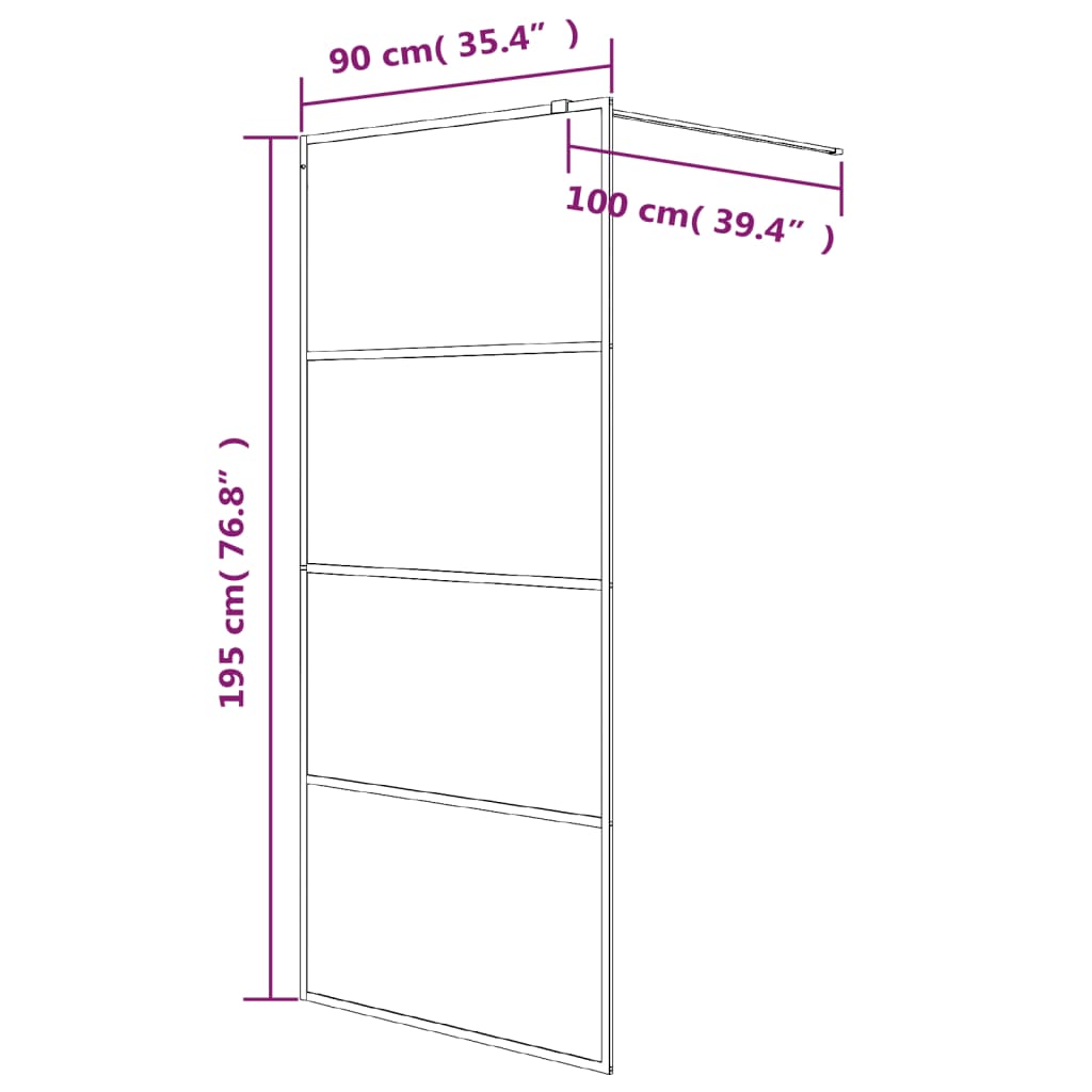 Pregrada za tuš srebrna 90 x 195 cm s prozirnim staklom ESG
