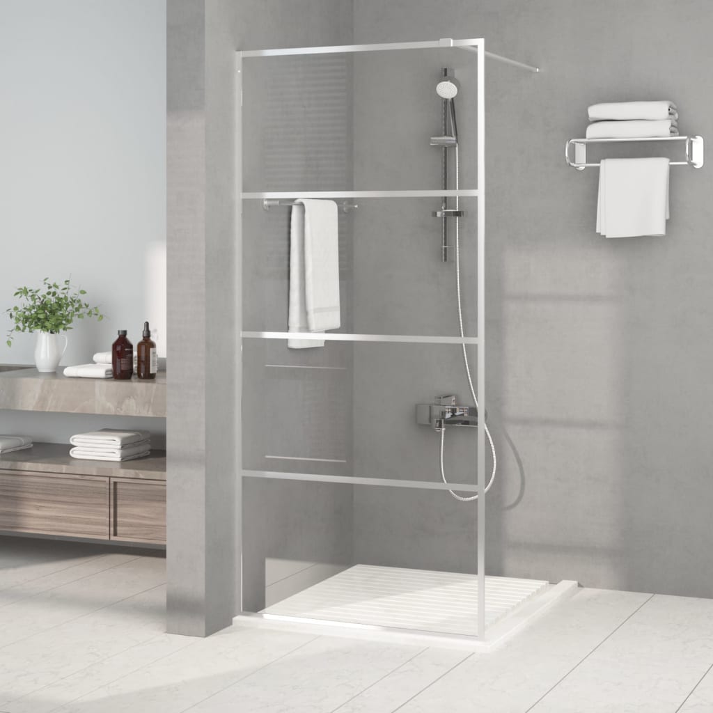 Pregrada za tuš srebrna 90 x 195 cm s prozirnim staklom ESG