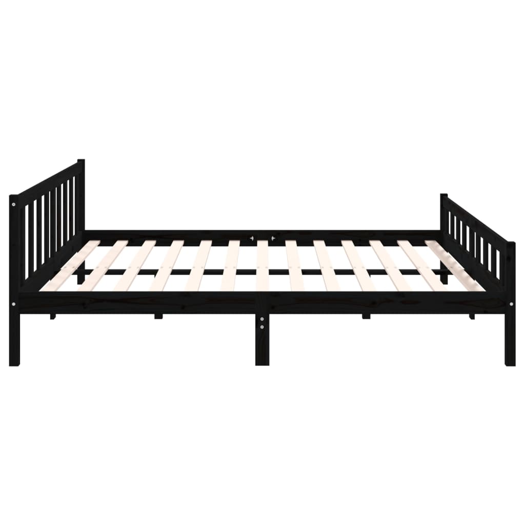 Okvir za krevet od masivnog drva crni 160 x 200 cm