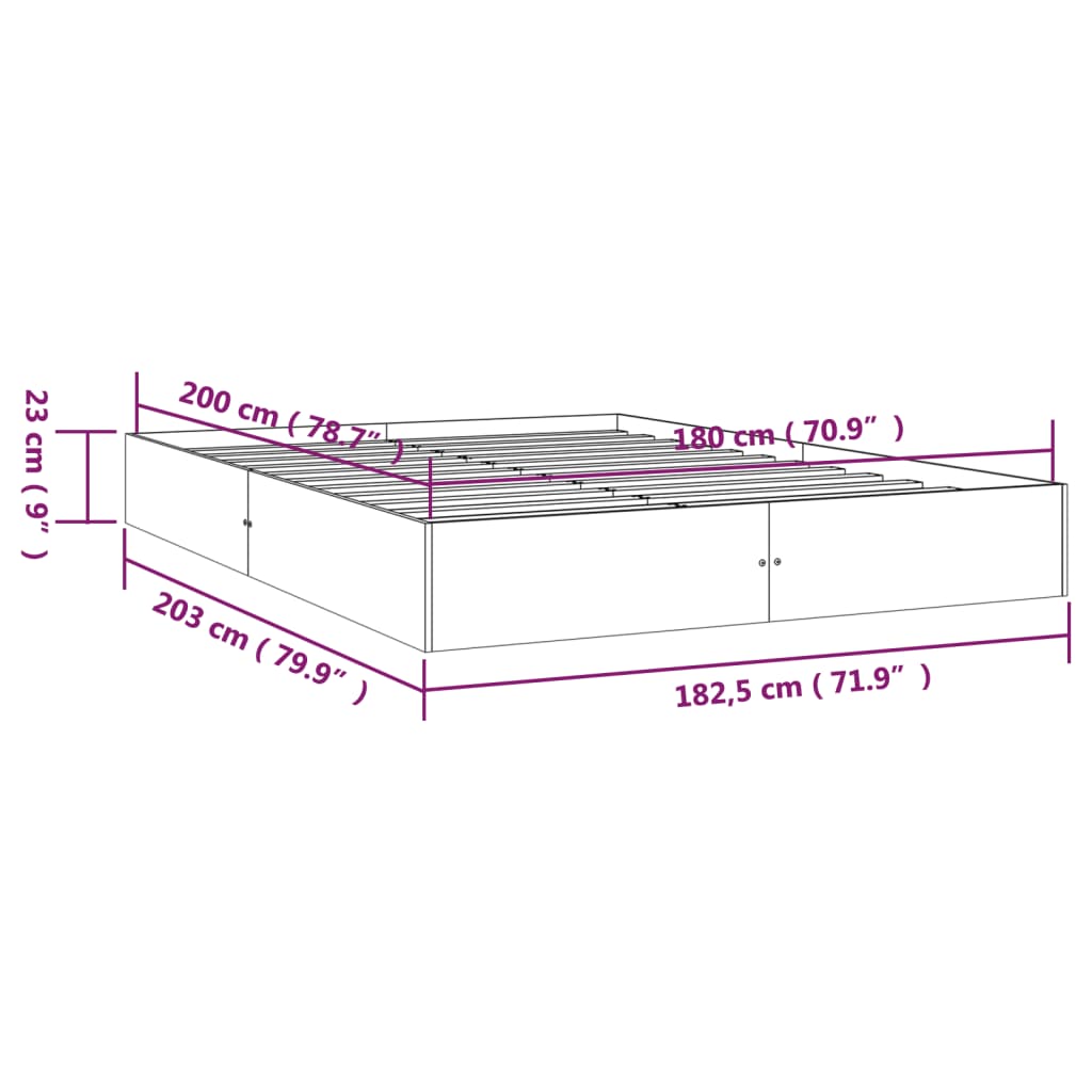 Okvir za krevet od masivnog drva 180 x 200 cm veliki bračni