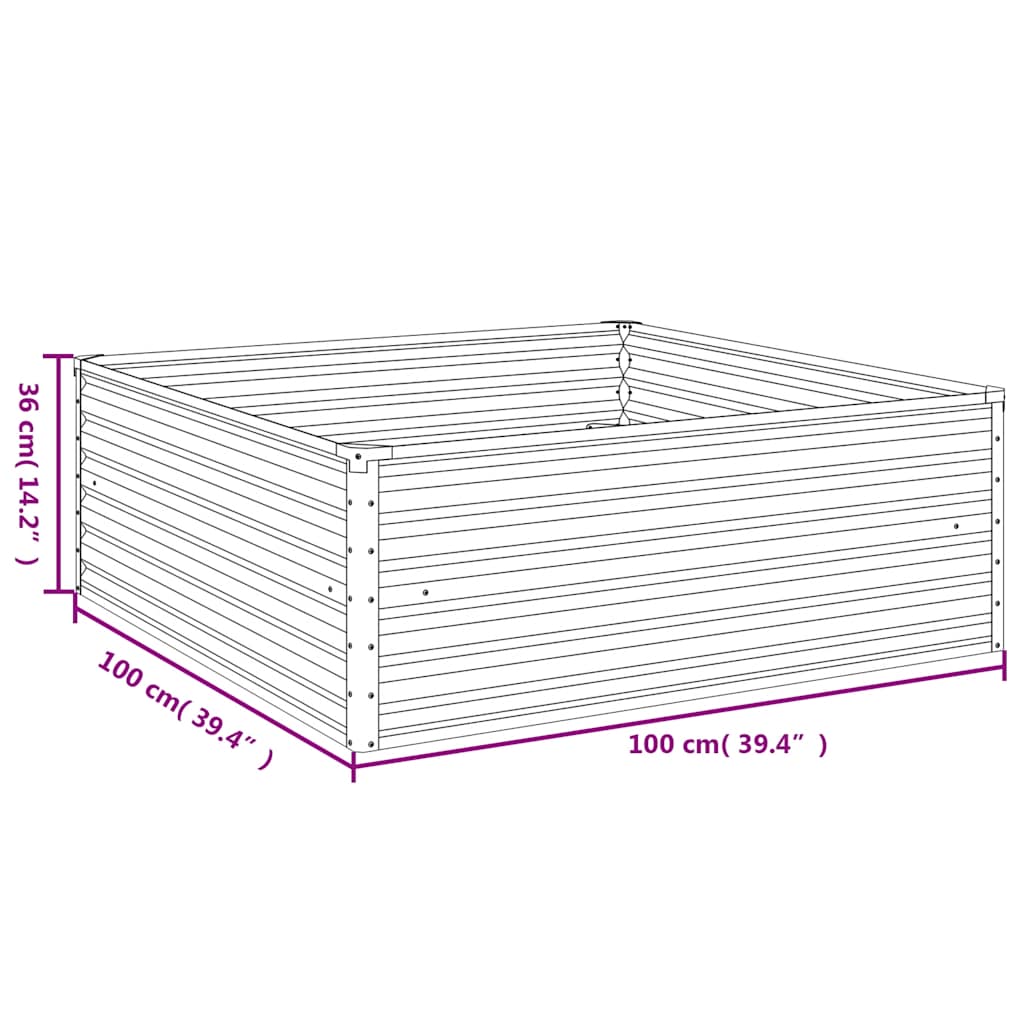 Povišena vrtna gredica 100 x 100 x 36 cm od čelika COR-TEN