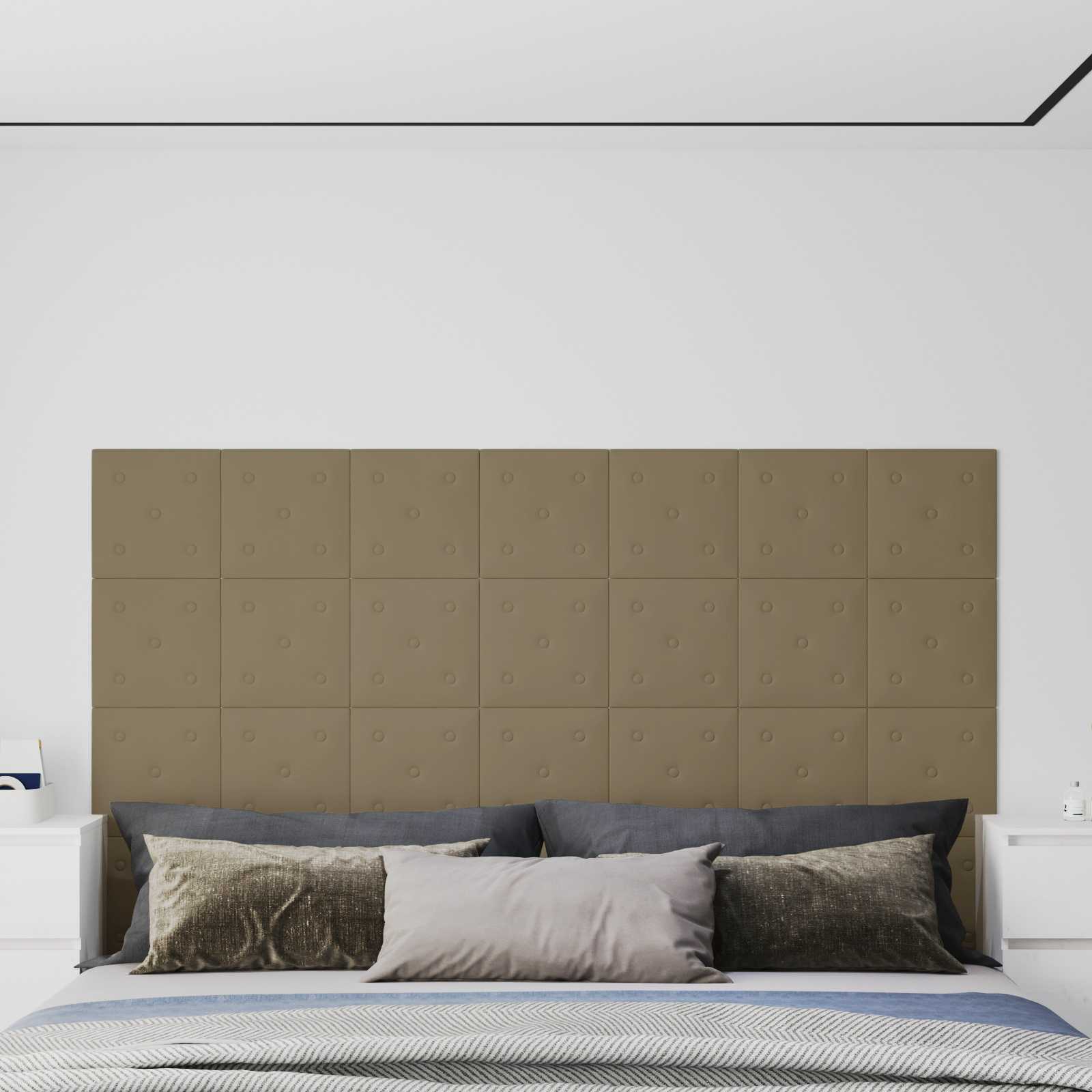 Zidna uzglavlja 12 pcs Boja cappuccina 30 x 30 cm Lažna koža
